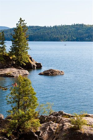 rocky mountains lakes and rivers - View of coeur d alene lake from tubs hill fresh summer morning Stock Photo - Budget Royalty-Free & Subscription, Code: 400-06413543