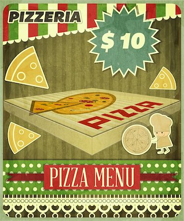 Vintage card Menu for Pizzeria - vector illustration Stock Photo - Budget Royalty-Free & Subscription, Code: 400-06424135