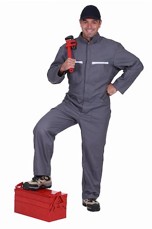 Man with a wrench and toolbox Stock Photo - Budget Royalty-Free & Subscription, Code: 400-06424544