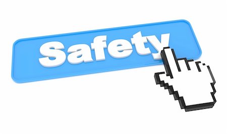 firewall white guard - Safety Button with Hand Shaped Cursor on White Background. Stock Photo - Budget Royalty-Free & Subscription, Code: 400-06425157