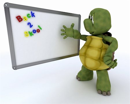 simsearch:400-06396346,k - 3D render of a tortoise with White class room drywipe marker board Stock Photo - Budget Royalty-Free & Subscription, Code: 400-06426095