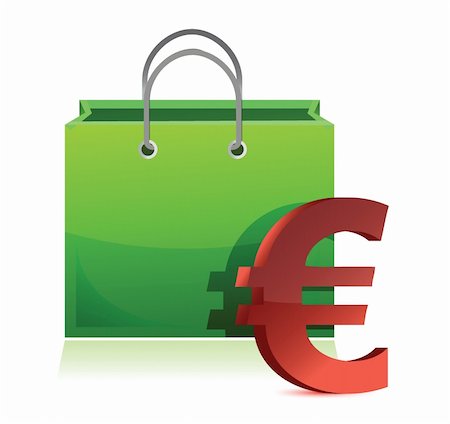 simsearch:400-05708287,k - shopping bag and euro symbol illustration design over white Stock Photo - Budget Royalty-Free & Subscription, Code: 400-06428688