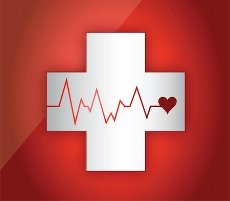 medical lifeline illustration design over a red background Stock Photo - Budget Royalty-Free & Subscription, Code: 400-06428682