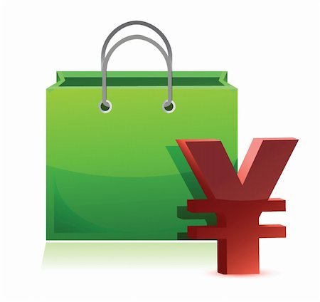 simsearch:400-05708287,k - shopping bag and yen symbol illustration design over white Stock Photo - Budget Royalty-Free & Subscription, Code: 400-06428690