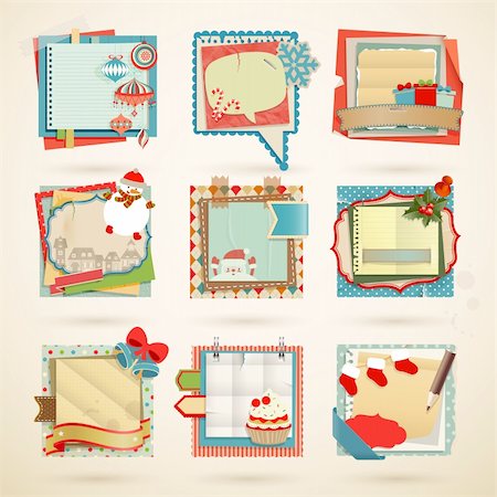 simsearch:400-07222092,k - Christmas Paper notes. Scrapbooking elements Stock Photo - Budget Royalty-Free & Subscription, Code: 400-06428887