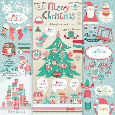 simsearch:400-07222092,k - Christmas scrapbook elements. Vector illustration. Stock Photo - Budget Royalty-Free & Subscription, Code: 400-06428890