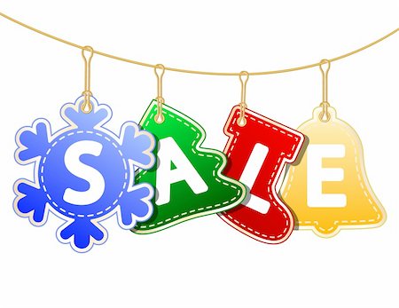 simsearch:400-04659792,k - Christmas Sale Tags on christmas signs. Vector illustration Stock Photo - Budget Royalty-Free & Subscription, Code: 400-06429281