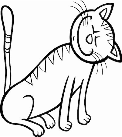 Cartoon Illustration of Happy Tabby Cat for Coloring Book Stock Photo - Budget Royalty-Free & Subscription, Code: 400-06429535