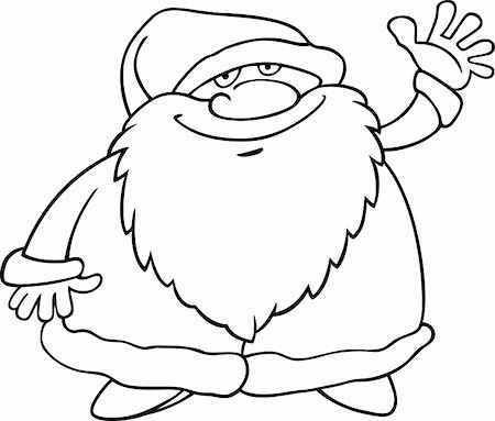 simsearch:400-08708552,k - Cartoon Illustration of Funny Christmas Santa Claus or Papa Noel for Coloring Book or Page Stock Photo - Budget Royalty-Free & Subscription, Code: 400-06429562