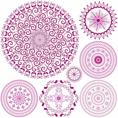floral bird pattern - Collection purple and pink christmas round frame on white (vector) Stock Photo - Budget Royalty-Free & Subscription, Code: 400-06422403