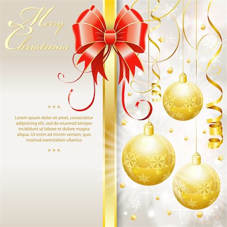Christmas Border with Baubles and Bow, vector illustration Stock Photo - Budget Royalty-Free & Subscription, Code: 400-06422459