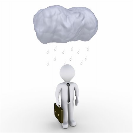 3d image of a cloud and raindrops over a businessman Stock Photo - Budget Royalty-Free & Subscription, Code: 400-06422683