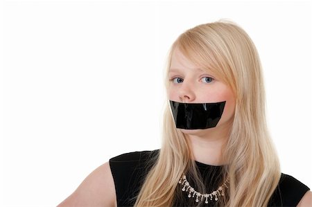 simsearch:400-04175955,k - beautiful girl with her mouth sealed with black tape Stock Photo - Budget Royalty-Free & Subscription, Code: 400-06422702