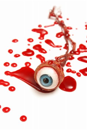 simsearch:400-04751617,k - A realistic looking eyeball in a pool of blood over a white background. Stock Photo - Budget Royalty-Free & Subscription, Code: 400-06423396