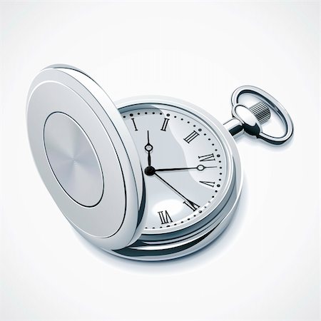 pocket watch - Detailed vector icon representing silver pocket watch with cover Stock Photo - Budget Royalty-Free & Subscription, Code: 400-06423452