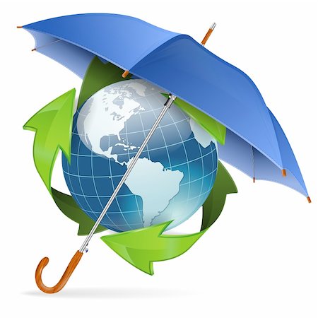 simsearch:400-06737278,k - Umbrella Protect Earth with Environmental Arrows, icon isolated on white background, vector illustration Stock Photo - Budget Royalty-Free & Subscription, Code: 400-06431089