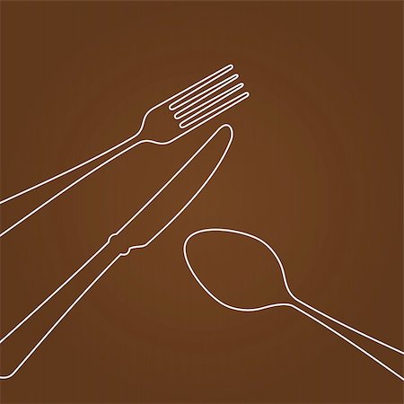 White lines forming fork knife and spoon silhouettes Stock Photo - Budget Royalty-Free & Subscription, Code: 400-06455797