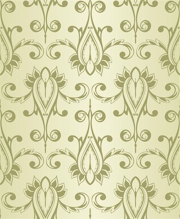 simsearch:400-06389983,k - vector seamless vintage wallpaper pattern on gradient background, fully editable eps 8 file with clipping mask and pattern in swatch menu Stock Photo - Budget Royalty-Free & Subscription, Code: 400-06455857