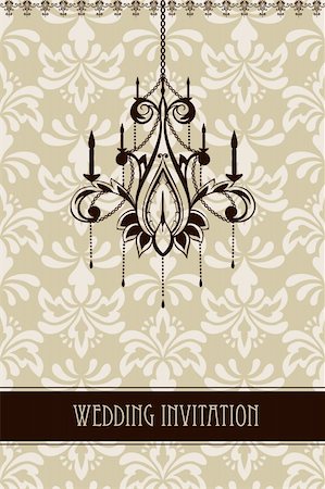 simsearch:400-06389983,k - vector vintage wedding invitation with seamless floral ornament and chandelier,fully editable file,  seamless pattern in swatch menu, standart AI font Stock Photo - Budget Royalty-Free & Subscription, Code: 400-06455859