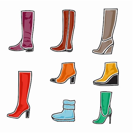 footwear icons - Vector illustration of boots on white background Stock Photo - Budget Royalty-Free & Subscription, Code: 400-06456379