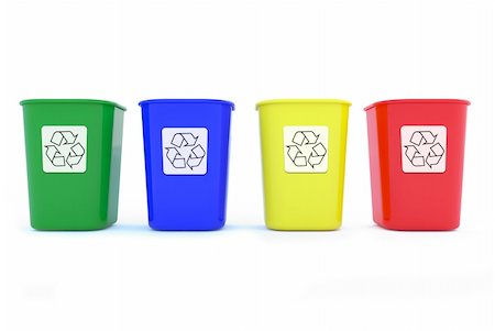 simsearch:400-04917651,k - Colorful of plastic Recycle Bins with white background Stock Photo - Budget Royalty-Free & Subscription, Code: 400-06457466