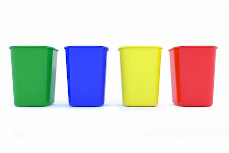 simsearch:400-04917651,k - Colorful of plastic Recycle Bins with white background Stock Photo - Budget Royalty-Free & Subscription, Code: 400-06457467