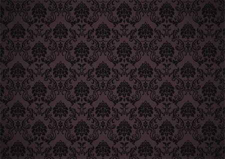 Dark baroque revival style wallpaper with texture Stock Photo - Budget Royalty-Free & Subscription, Code: 400-06458306