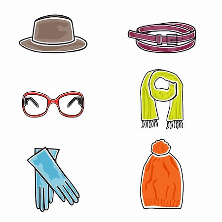 simsearch:700-02756413,k - Vector illustration of fashion accessories on white background Stock Photo - Budget Royalty-Free & Subscription, Code: 400-06458300