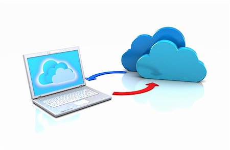 Global communication: laptop connecting with clouds - virtual space Photographie de stock - Aubaine LD & Abonnement, Code: 400-06459455