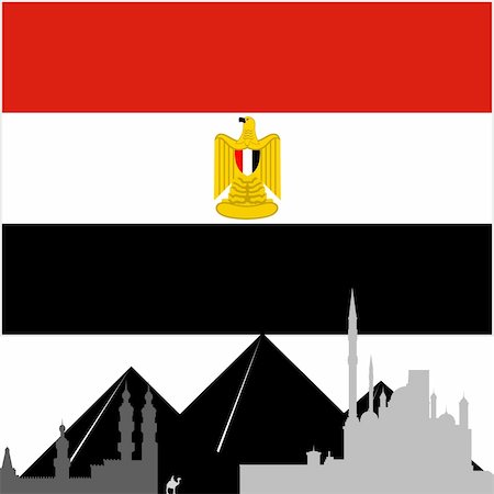 egypt symbols vector - National Flag and the outline of buildings and architectural structures. The illustration on a white background. Stock Photo - Budget Royalty-Free & Subscription, Code: 400-06452318