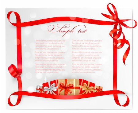 Holiday background with red gift bow with gift boxes  Vector Stock Photo - Budget Royalty-Free & Subscription, Code: 400-06452459