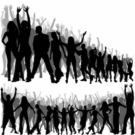 simsearch:400-05118638,k - Crowd Silhouettes - Foregrounds and Backgrounds Illustration, Vector Stock Photo - Budget Royalty-Free & Subscription, Code: 400-06452589