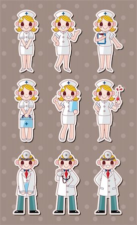 cartoon doctor and nurse stickers Stock Photo - Budget Royalty-Free & Subscription, Code: 400-06452921