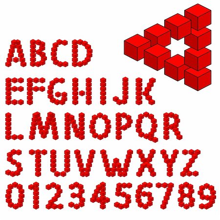 font design for newspaper - abstract optical illusion three dimension alphabet set. vector illustration Stock Photo - Budget Royalty-Free & Subscription, Code: 400-06453101
