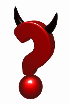 simsearch:400-04109331,k - question mark with horns on white background - 3d illustration Stock Photo - Budget Royalty-Free & Subscription, Code: 400-06464128