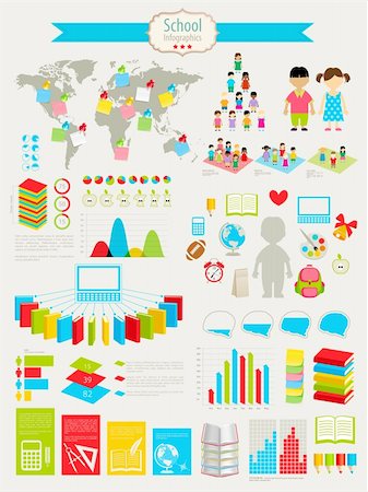 Back to school Infographic set with charts and other elements. Vector illustration. Photographie de stock - Aubaine LD & Abonnement, Code: 400-06460336