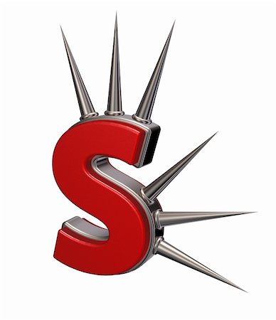 letter s with metal prickles on white background - 3d illustration Stock Photo - Budget Royalty-Free & Subscription, Code: 400-06462186