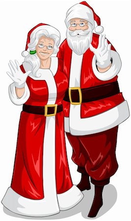 simsearch:400-06462885,k - A vector illustration of Santa and Mrs Claus standing hugged and waving their hands for Christmas. Stock Photo - Budget Royalty-Free & Subscription, Code: 400-06462885