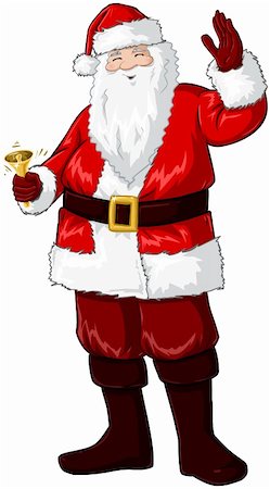 simsearch:400-06462885,k - A vector illustration of Santa Claus smiling and ringing a bell and waving his hand for Christmas. Stock Photo - Budget Royalty-Free & Subscription, Code: 400-06462886