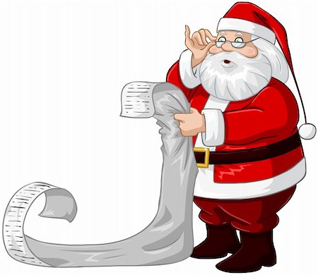 simsearch:400-06462885,k - A vector illustration of Santa Claus holding and reading from his Christmas list of good and bad children. Stock Photo - Budget Royalty-Free & Subscription, Code: 400-06462887