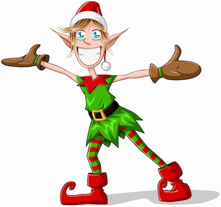 simsearch:400-06462885,k - A vector illustration of a Christmas elf spreading his arms and smiling. Stock Photo - Budget Royalty-Free & Subscription, Code: 400-06462882