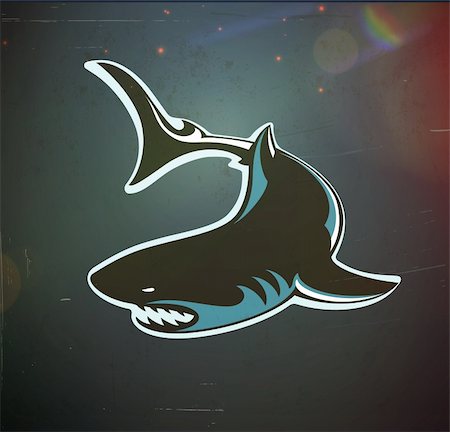 simsearch:400-05123541,k - Vector illustration of fun cartoon stylized angry shark turning in the water Stock Photo - Budget Royalty-Free & Subscription, Code: 400-06475720