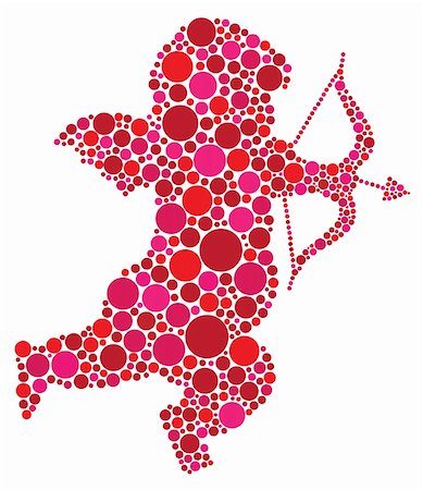 simsearch:400-06418836,k - Valentines Day Love Cupid with Bow and Arrow Silhouette Filled with Pink and Red Polka Dots Illustration Stock Photo - Budget Royalty-Free & Subscription, Code: 400-06476965
