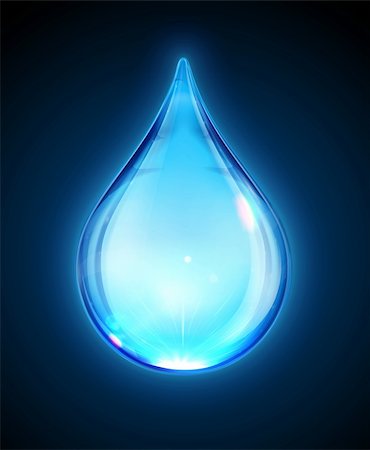 Vector illustration of a single blue shiny water drop isolated on dark background. Stock Photo - Budget Royalty-Free & Subscription, Code: 400-06477753