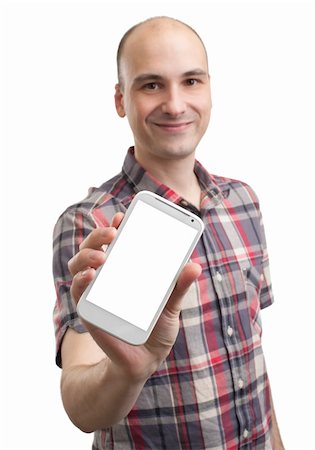simsearch:400-06632132,k - man holding blank mobile phone Stock Photo - Budget Royalty-Free & Subscription, Code: 400-06477864