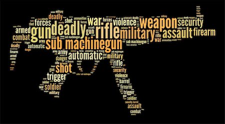 simsearch:400-04072400,k - Sub machine-gun info-text graphics. Military and war concept. Stock Photo - Budget Royalty-Free & Subscription, Code: 400-06478171