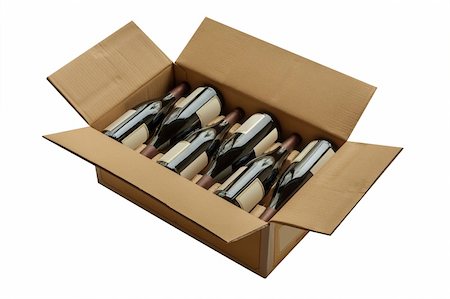 simsearch:400-04226436,k - Wine bottles now shipped in cardboard boxes, isolated Stock Photo - Budget Royalty-Free & Subscription, Code: 400-06479141