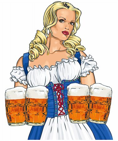 The blonde girl with beer in a traditional dress. Stock Photo - Budget Royalty-Free & Subscription, Code: 400-06471869