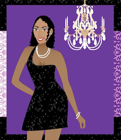 simsearch:400-04450916,k - Vector Illustration of a woman in black dress. Can be used for a party invitation or more. Stock Photo - Budget Royalty-Free & Subscription, Code: 400-06471874