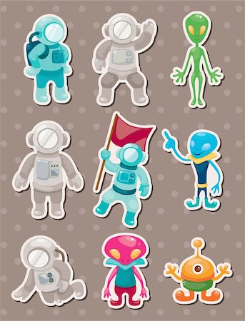 simsearch:400-06096808,k - alien and astronaut stickers Stock Photo - Budget Royalty-Free & Subscription, Code: 400-06472057